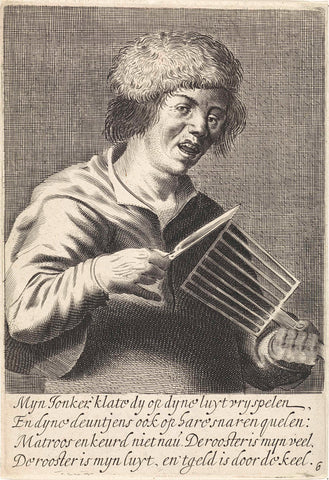 Man spelend op een rooster, Jan van de Velde (II), 1633 Canvas Print