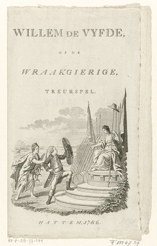 Title page for: Willem de Vyfde, of de Wraakgierige, mourning play, 1786, anonymous, 1786 Canvas Print