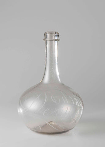 Bottle with the inscription: De wijn ondekt het Geheijm, anonymous, c. 1650 - c. 1700 Canvas Print