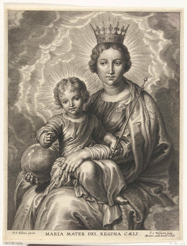 Mary with crown and globe and child with scepter, Schelte Adamsz. Bolswert, 1596 – 1659 Canvas Print