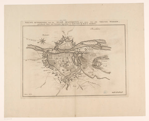 Map of the defences around the city of Maastricht, 1748, anonymous, 1748 - 1750 Canvas Print