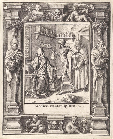 The physician and death, Wenceslaus Hollar, 1651 Canvas Print