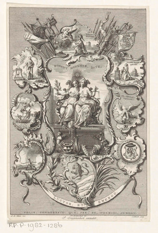 Allegory on the elevation of William IV to hereditary stadtholder and on the Liberal Gifte, Jacob Schenk, in or after 1747 Canvas Print