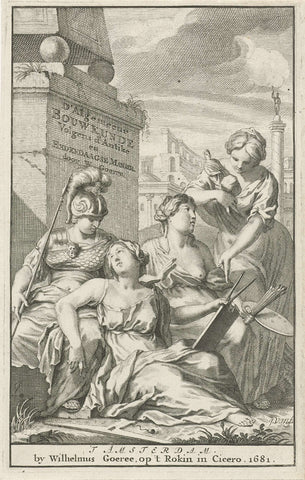 Minerva as patroness of the arts, Johannes Willemsz. Munnickhuysen, 1681 Canvas Print