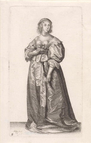 English woman of stand with bracelets of pearls, Wenceslaus Hollar, 1640 Canvas Print