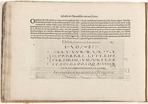 Description and writing example of the Roman square letter, Simon Frisius, 1608 Canvas Print