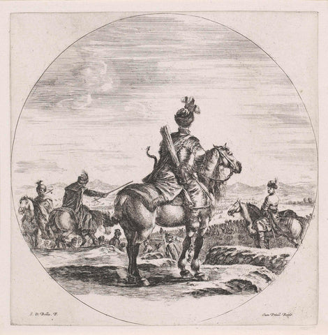 Polish man on horseback seen on the back, Stefano della Bella, 1620 - 1664 Canvas Print