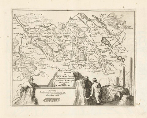 Map of the new canal from Pontgouin to Versailles (part III), c. 1702, anonymous, 1702 - 1703 Canvas Print