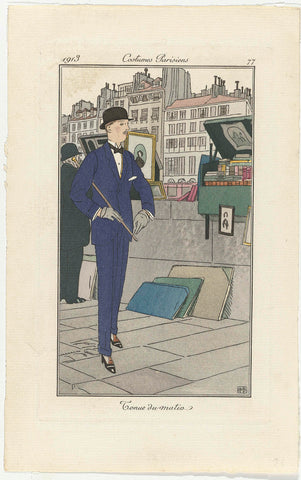 Journal des Dames et des Modes, Costumes Parisiens, 1913, No. 77 : Tenue de matin, Bernard Boutet de Monvel, 1913 Canvas Print