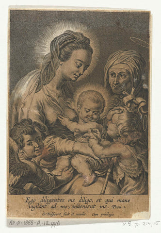 Mary with Child and John the Baptist as Child with Anna, Schelte Adamsz. Bolswert, 1596 - 1659 Canvas Print