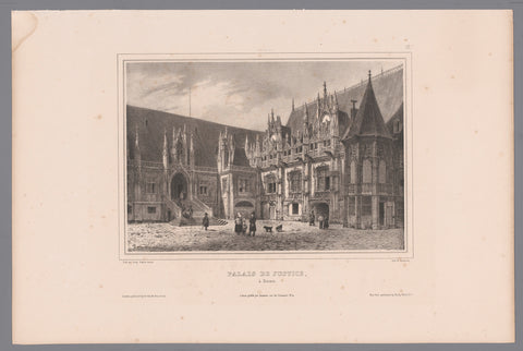 View of the west wing of the Palace of Justice in Rouen, Isodore-Laurent Deroy, 1834 Canvas Print