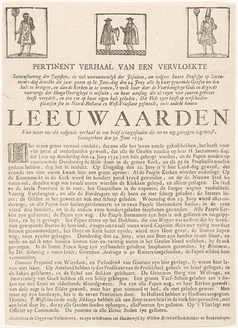 Katholieke samenzwering te Leeuwarden, 1734, anonymous, 1734 Canvas Print