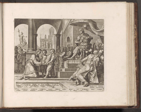 King Josiah Tearing His Clothes Hearing the Law, Philip Galle, 1579 Canvas Print