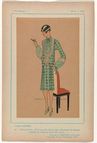 Très Parisien, 1927 No. 3, Pl. 6: Creation AGNES - TABAC BLOND, G-P. Joumard, 1927 Canvas Print