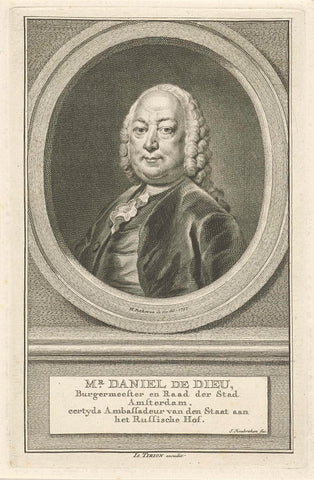 Portret van Daniel de Dieu, Jacob Houbraken, 1757 - 1759 Canvas Print