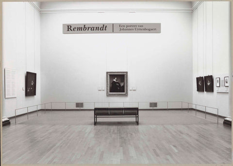 Cabinet of the Gallery of Honour with paintings including in the middle the Portrait of Johannes Uyttenbogaert (1557-1644), Remonstrant preacher by Rembrandt, c. 1992 Canvas Print