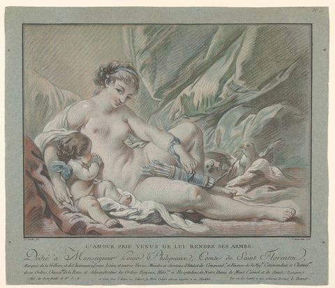 Cupid begs Venus to return his arrows, Louis Marin Bonnet, 1768 Canvas Print