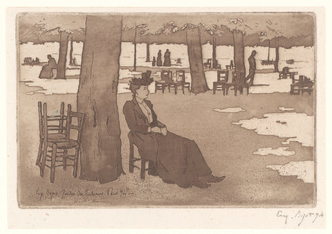 Woman in the Garden of the Tuileriën in Paris, Eugène Bejot, 1894 Canvas Print