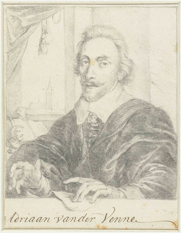 Portrait of the painter Adriaan Pietersz. van de Venne, Wenceslaus Hollar, 1620 - 1650 Canvas Print