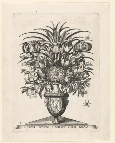 Grotesque vase with two mascarons on either side of a bukranion, anonymous, c. 1500 - c. 1600 Canvas Print