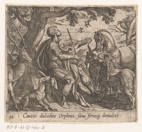 Orpheus enchants the animals with his music, Antonio Tempesta, 1606 - 1638 Canvas Print