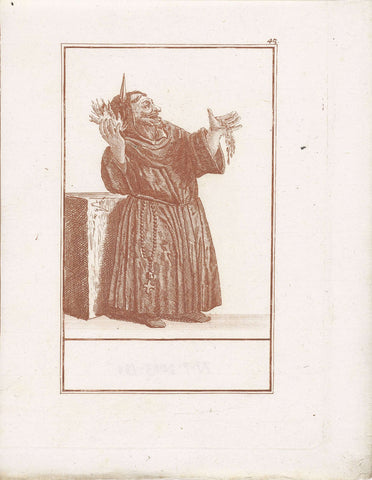 Monk with fire in one hand, water in the other hand., Jacob Gole (attributed to), 1724 Canvas Print