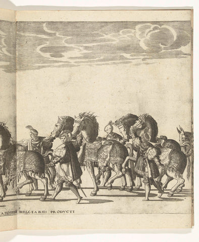 Footmen with horses, plate 9, Nicolaas Hogenberg, 1620 - 1699 Canvas Print
