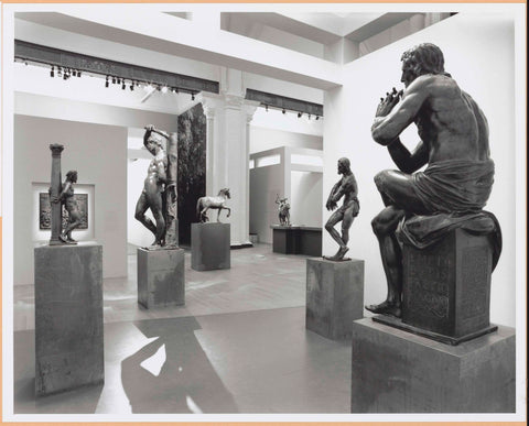 Room with six statues including a horse, on the left side of the wall hangs a relief, c. 1998 - c. 1999 Canvas Print