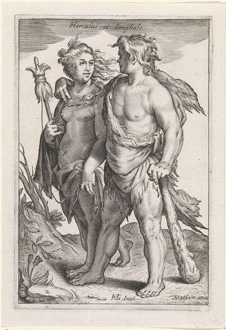 Hercules en Omphale, Jacob Matham (workshop of), 1581 - 1631 Canvas Print