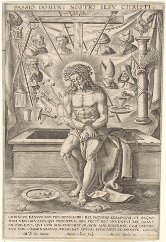 Christ as a man of sorrows, Antonie Wierix (II), 1565 - before 1611 Canvas Print