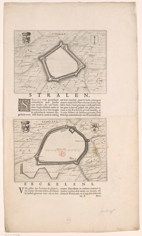 Fortress map and description of Straelen and Erkelenz, anonymous, 1652 Canvas Print