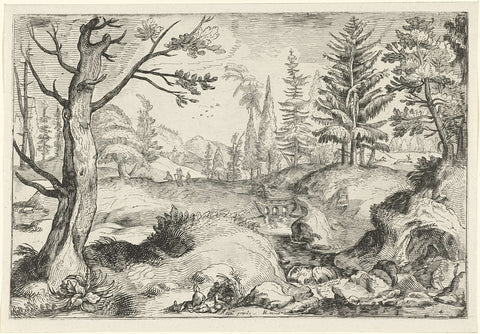 Landscape with stream, Gerrit Snel, 1604 - 1638 Canvas Print