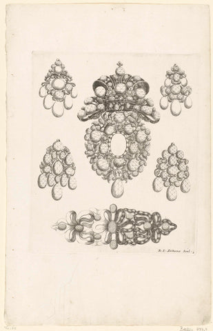 Six motifs, Johannes Jacobsz Folkema, after 1697 - before 1718 Canvas Print