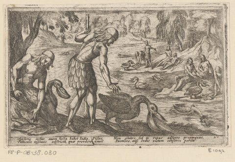 Hunters use pelicans to catch fish, Antonio Tempesta, 1602 Canvas Print