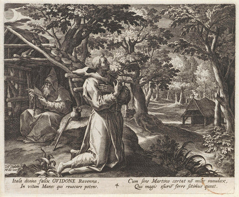 Guido van Pomposa als de kluizenaar, Johann Sadeler (I), 1594 Canvas Print