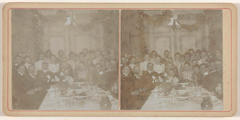 Group portrait of, among others, the Kessler family at a richly set table, Geldolph Adriaan Kessler (possibly), 1902 Canvas Print