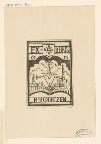 Bookplate by Herman Carel Hintzen, Lodewijk Schelfhout, 1926 Canvas Print