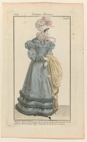 Journal des Dames et des Modes, Costume Parisien, 25 June 1824, (2245): Chapeau de bois blanc (...), anonymous, 1824 Canvas Print