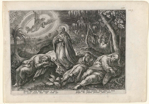 Christ in the garden of olives, Adriaen Collaert (attributed to), 1585 - 1586 Canvas Print