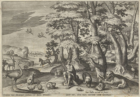 Orpheus, music for the animals, Johann Sadeler (I), 1560 - 1600 Canvas Print