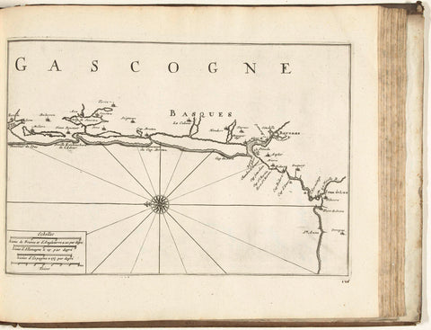 Map of the coast of Gascony near Bayonne, 1726, anonymous, 1726 Canvas Print