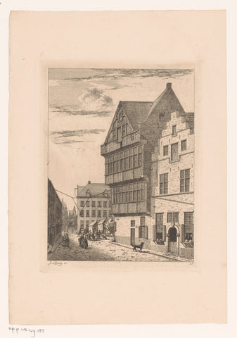 Wooden façade on the corner of the Nosestraat in Antwerp, Jean Théodore Joseph Linnig, 1868 Canvas Print