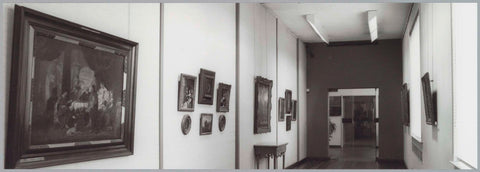 Passage to Drucker extension with paintings and on the left a table, 1992 Canvas Print