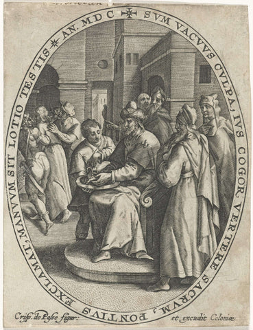 Pilate Washes His Hands in Innocence, Crispijn van de Passe (I), 1600 Canvas Print