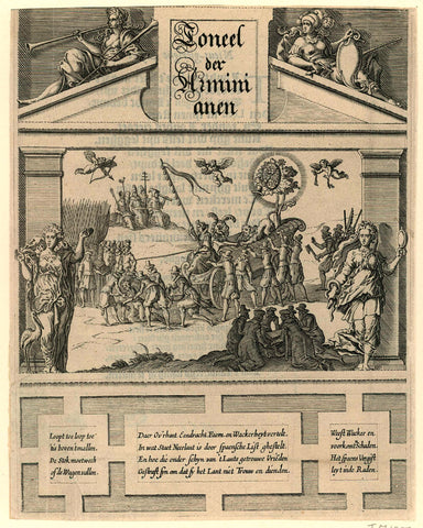 Title print for the pamphlet Toneel der Arminianen, 1618, anonymous, 1618 Canvas Print