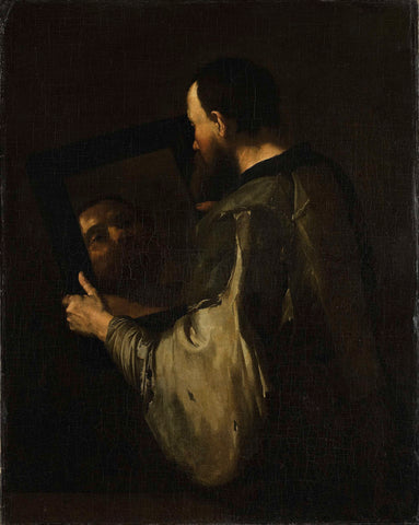 Philosopher with Mirror, Jusepe de Ribera (copy after), 1600 - 1652 Canvas Print