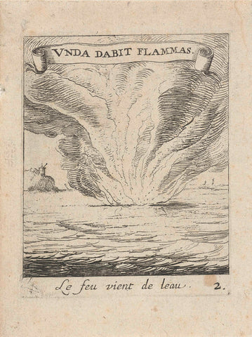 Fiery eruption in the sea, Albert Flamen, 1672 Canvas Print