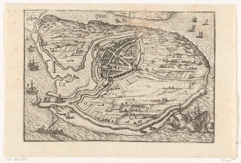 Map of Den Briel, 1572, anonymous, 1580 - 1582 Canvas Print