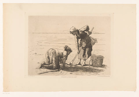 Fishermen on the coastline, Pierre-Célestin Billet, 1847 - 1922 Canvas Print