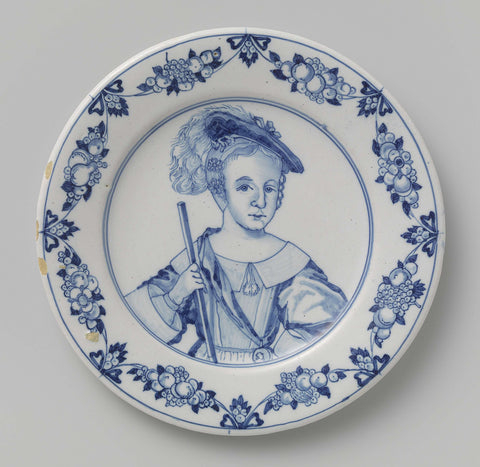 Dish with a Portrait of Prince William III as a Child, anonymous, 1658 Canvas Print